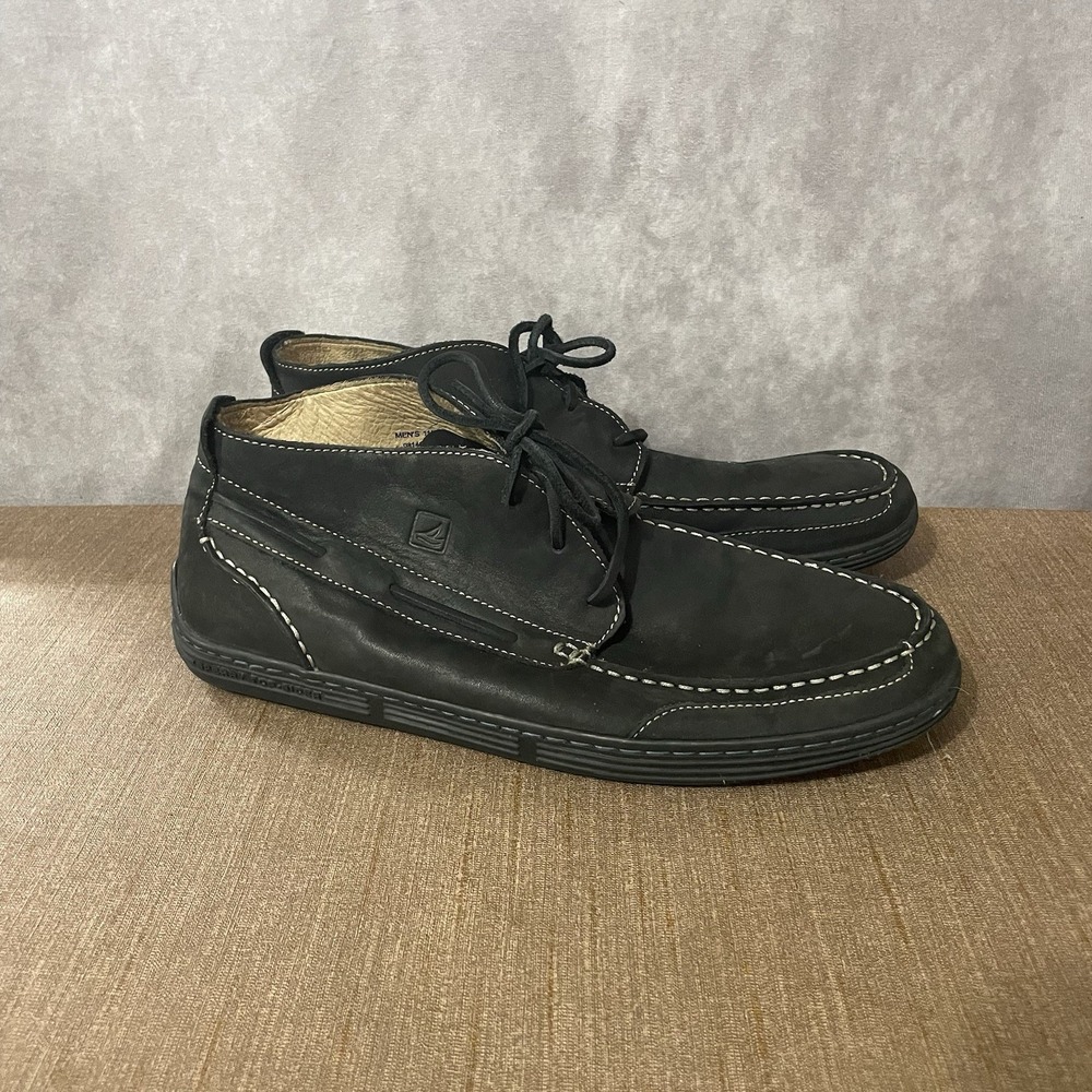 Sperry Top Sider Leather‎ High Top Boots Mens Size 11M Black Boat Shoes Casual